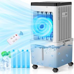 Evaporative Air Cooler, Portable Swamp Cooler for Home with 4 Wind Modes | 3.5-Gallon Water Tank, 3 Speeds, 120° Swing & 45 dB Low Noise Cooling with 4 Ice Packs for Bedroom, Office & Indoor Use