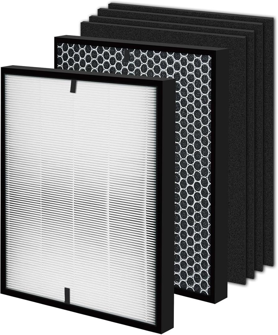 HOHONI 3000 Replacement Filter, Compatible with 3000,3000M,3000Pro Air Purifier, Air Filter with 1 H13 True HEPA Filter, 1 Activated Carbon Filter and 4 Extra Carbon Pre-Filters (1+1+4)