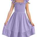 blibean Teen Girls Summer Dresses Smocked Sleeveless Sundresses with Pockets  XL
