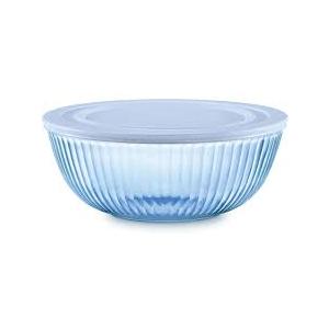 Pyrex Colors Tinted Large Glass Mixing Bowls With Lids, Nesting Space Saving Set of Bowls For Prepping and Baking, 4.5QT