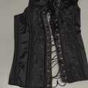 HUAMYTH Men Dress Waistcoat Vintage Corset Vest Lace Up Boned Black Formal Tops Wedding Stage (US, Alpha, Small, Regular, Regular, Black)