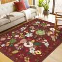 U'Artlines 5x7ft Area Rug, Colorful Floral Boho Rug Machine Washable Ultra Soft Low Pile Non Slip Non Shedding Accent Floor Carpet for Living Room, Bedroom, Dining Room,Farmhouse,Office