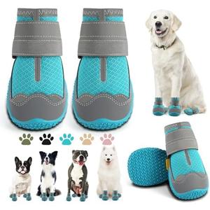 Dog Shoes for Small Dogs, Dog Boots & Paw Protectors for Hardwood Floors, Outdoor Dog Booties for Hot Pavement Winter Snow Hiking, Breathable Dog Shoes with Reflective Strips Size 2