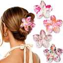 2 x 4 PCS Flower Hair Clips for Women Medium Floral Claw Clips