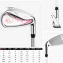 PGM Rio Ladies Womens Complete Right Handed Golf Clubs Set Includes Titanium Driver, S.S. Fairway, S.S. Hybrid, S.S. 6-9, PW/SW Irons, Putter, Stand Bag, 5 Headcover LTG038, Standard Ladies