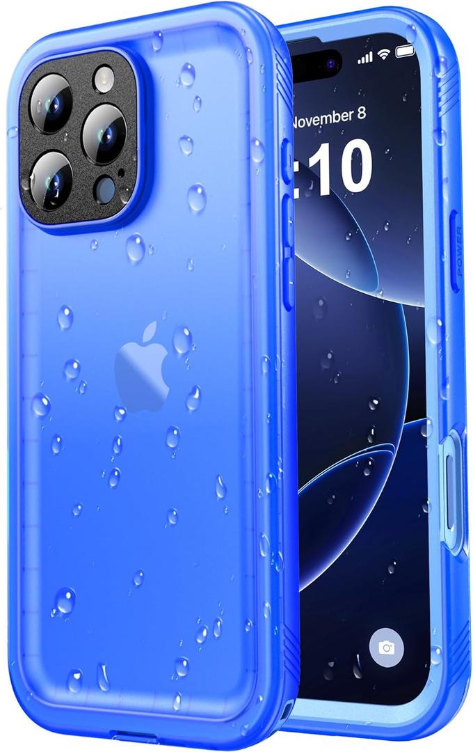 SPORTLINK for iPhone 16 Pro Waterproof Case - Shockproof Dustproof Case with Built-in Clear Screen Protector, Full Body Heavy Duty Sealed Protective Cover for iPhone 16 Pro Case 6.3" Blue