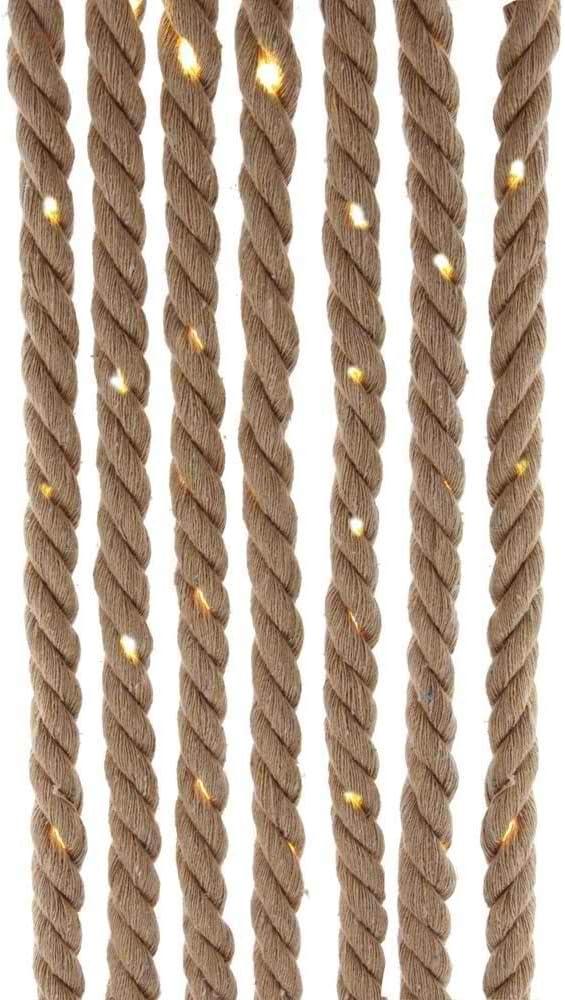Kurt S. Adler 30-Light 118-Inch Battery-Operated Natural Brown Rope Light Set with Warm White Super Bright LED Bulbs