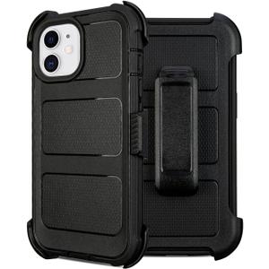 for Defender iPhone 12 Case with Clip,Holster with Kickstand,for Heavy Duty iPhone 12 Phone Case Rugged 2 Layers of Sturdy,Anti-Drop for Phone Case iPhone 12Case Protective(Black)