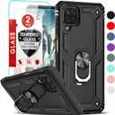 LeYi for Samsung Galaxy A12 Phone Case, Samsung A12 Phone Case with [2 Pack] Glass Screen Protector Replacement, Military-Grade Shockproof Magnetic Ring Stand Cell Android Case Cover A 12 5G, Black