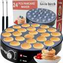 24PCS Mini Pancake Maker Machine, Nonstick Electric Dutch Pancakes Griddle, Adjustable Heat Multi-Use Poffertjes Pan, Simple & Easy Baker for Home and Restaurants, Perfect for Breakfast & Desserts