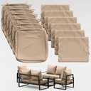 Thick Outdoor Back&Seat Cushion Covers 22244in 6Pcs for Patio Furniture with Zipper Closure and Handle, Waterproof Replacement Slipcover for Garden Rattan Chair Sofa, Sand