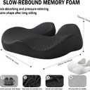 Memory Foam Seat Cushion for Office Chair, Car, Wheelchair  Coccyx Tailbone Support Pad for Sciatica & Back Pain Relief, Ergonomic Chair Cushion for Home, Travel, Work Desk (Black)