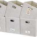 DECOMOMO Felt Storage Bins, 13 inch Cube Storage Bins with Labels for Organization (Cube 13" / 6pcs, Beige)