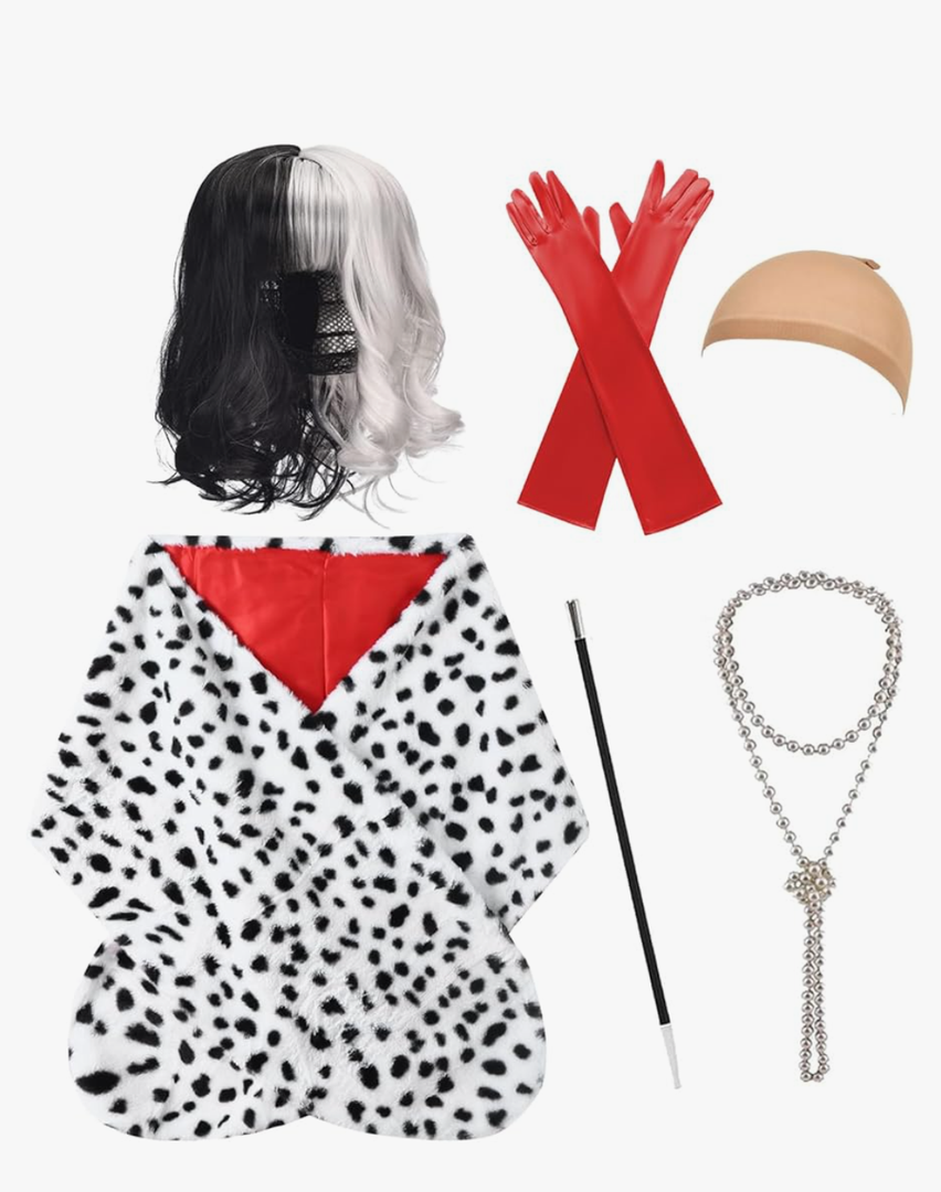 Halloween Cosutme for Women 2024 Cruella Deville Cosplay Coat Shawl for Adult