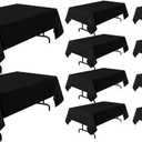 sancua 10 Pack Black Tablecloth 60 x 120 Inch, Rectangle Table Cloth for 8 Feet Table - Stain and Wrinkle Resistant Washable Polyester Table Cover for Dining Tables, Buffet Parties and Camping (10 Pack 60x120 Inch Tablecloth)