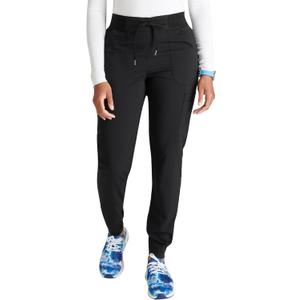 Cherokee Women Mid-Rise Pull-On Scrub Jogger Pant with 4 Pockets and Elastic Jogger Waist - CK138A (XX-Small Petite, Black)