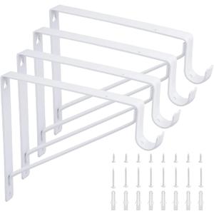 Heavy Duty Closet Rod Bracket 10.8x10.8 Closet Rod Holders Support Right Angle Closet Shelf Bracket for Revive Your Sagging Rod (4PCS-White)