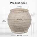 Briful Rustic Vintage Ceramic Pottery Vase, 6.1'' Farmhouse Table Decor with Distressed Texture, Wide Mouth Decorative Jar Vases for Home Decor, Shelf & Entryway, Cream White