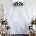 12 Panels 5x12ft White Backdrop Curtains for Parties, Wrinkle Free Polyester Photo Backdrop Drapes 12 ft Long Back Drop Cloth Drapery for Wedding Birthday Baby Shower Photography Party Background, 5ftx12ft_12 Panels