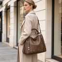 Vintage Large PU Hobo Tote Bag, Satchel Purse with Strap Women
