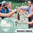 misaya Square Waterproof Vinyl Table Cloth, Wipeable Tablecloth with Flannel Backing, Plastic Table Cover for Dinner, Picnic, Indoor and Outdoor (Light Green Leaves, 54" x 54")