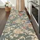 Color&Geometry Floral Kitchen Mat 24"x87", Anti Fatigue Kitchen Mats for Floor, Kitchen Rugs Non Slip, Waterproof & Oil Proof Padded Runner for Standing Desk Office, Sink - Floral Beige, 87"l X 24"w X 0.4"th