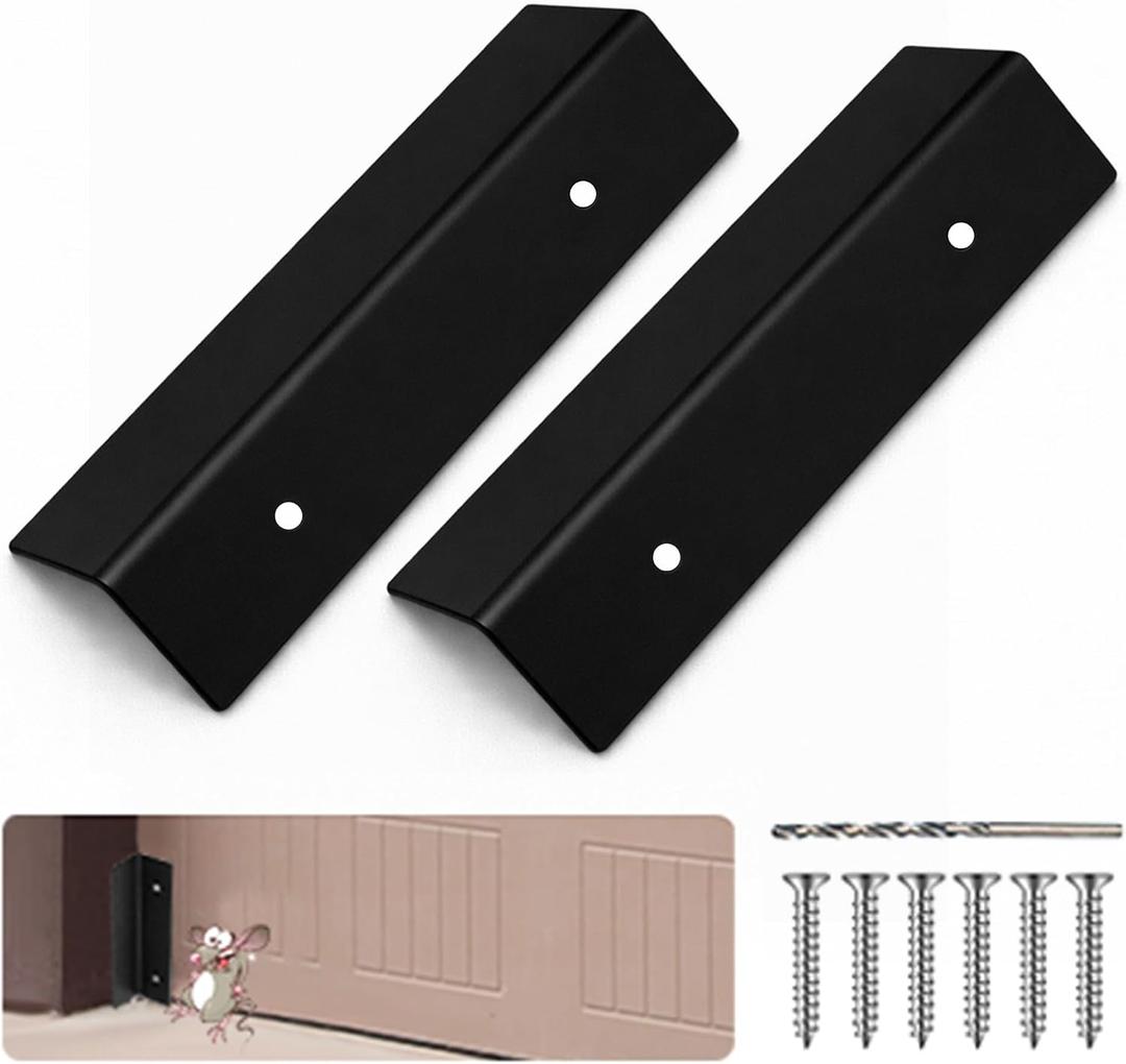 2 Pcs Garage Door Mouse Guard - Garage Door Seal Guards Rustproof Side Seal - ONE-TIME Install Blocks Rats/Snakes/Leaves/Moisture - Heavy Duty for Residential & Commercial Use -5.9" H x 1.3" W- Black