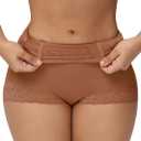 SHAPSHE Tummy Control Shapewear Shorts Fajas Colombianas Moldeadoras Compression Underwear Flat Tummy Butt Lifter Panties (Medium, Brown)