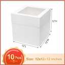 Mcfleet 10pcs Cake Boxes 12 Inch 12x12x12 Tall Cake Boxes with Window for Tier Baking Disposable Bakery Containers with Lids White Large Cardboard Bakery Take Out Carrier for Wedding, Birthday, Party