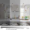 3 Lights Crystal Pendant Light Modern Cluster Chandelier - Dimmable LED Pendant Light Fixture with Brass Teardrop Design - Stylish Lighting for Kitchen Island, Dining Room, Hallway, Bathroom