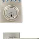 Amazon Basics Contemporary Electronic Keypad, Keyless Entry Door Lock Deadbolt with Handle Set, Key Pad Front Door with Knob, Contemporary Door Locks for Front Door, Door Handle, Satin Nickel, 1-Pack