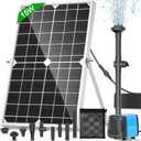 Solar Pond Pump, 15W Solar Fountain Pump with 190GPH Flow & 4 Spray Styles, 16.5Ft Extendable Power Cord, Debris Barrier Bag for Outdoor Fountain, Ponds, Fish Tank, Waterfall, Garden Water Features