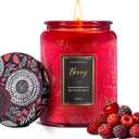 Scented Candle 6.8 oz Berry  Long-Lasting and Clean Burn with Natural Soy Wax  Gift for Women and Men  Ideal for Relaxation, Stress Relief and Home Dcor (1 Pack)
