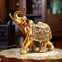 Lucky Elephant Statue,7" Elephant Decor,Elephants Figurine for Home Decor Unique and Ornament for Living Room,Table Centerpiece Shelf and Office Adds(Resin Craft)