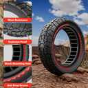 Cooryda 10X2.5 Off Road Tire for Ninebot F20/F40/G30/mi4 ULTRA/mi4,10 inch Solid Tyres 60/70-6.5 with Mounting Tool for Electric Scooter, 10X2.5'' Scooter Replacement Wheels For Front(Red 1pc)