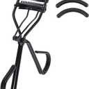 Uranian Eyelash Curlers with Built-in Comb Beauty Eyelashes Curlers Eyelash Cliper with 2 Replacement Silicone Refill Pads Premium Lash Curler Makeup Tool for Women and Girls (2 Black-Black Comb)