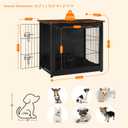 27" Dog Crate Furniture, Dog Kennel Indoor, with Waterproof Cushion | Small Wooden Kennel Table Indoor, Double Doors, Decorative Pet House as TV/Night Stand Side/End Table, Black+Rustic Brown, 27.2"L x 20.1"W x 23.6"H