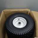 AR-PRO Replacement 15x6.00-6 Front Tire and Wheel Assembly for Riding Mower Lawn Tractor, 3" Centered Hub and 3/4" Bushings, 4-Ply Pneumatic (Set of 2)