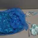 Luxury Princess Dress Costumes with Shining Long Cape Girls Birthday Party (3-4 Years, Blue-1)