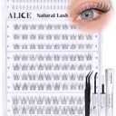 ALICE Short Lash Clusters Kit 8mm-10mm-12mm Natural Clear Band Cluster Eyelash Extension Kit Wispy Eyelash Clusters Kit with Bottom Lashes Bond and Seal DIY at Home
