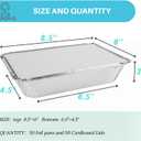 Aluminum Pans with Lids (50-Pack, 8.5"6") 2.25 LB Capacity Foil Food Containers with Lids - 50 Pans and 50 Cardboard Covers - Disposable Tin Foil Pans - for Baking, Meal Prep and Freezer, Takeout
