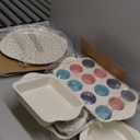 Kikcoin 22 PCS Nonstick Baking Pans Set, Stackable Bakeware Sets with Silicone Handles, 450°F Oven Safe Baking Sheet Set, Easy Release Cookie Sheets for Baking, Cream