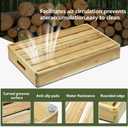 Wooden One Step Stool,Teakwood Indoor Stepping Stools for Elderly/Chirld/Seniors,Adults Non Slip Outdoor Platform with Carved Grooves & Handles for High Bed Riser, Bedroom,Bathroom, Kitchen, Garden