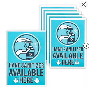 Stockroom Plus 6-Pack Hand Cleaner, Self-Adhesive Vinyl Sticker, Blue, 9×12 inches