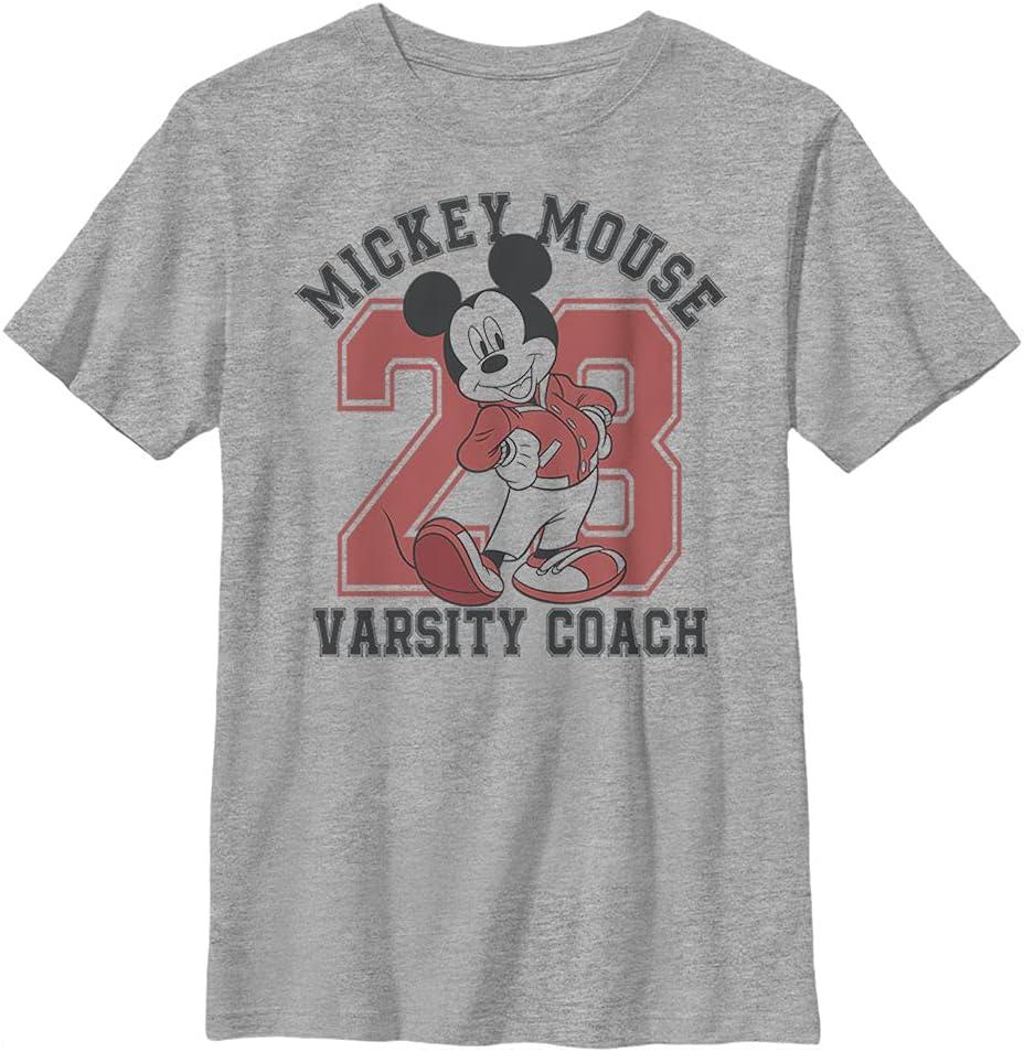 Disney Characters Varsity Mouse Boy's Crew Tee, Athletic Heather, Small