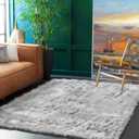 Goolela 5x8 Area Rug Faux Fur Rug Fluffy Washable Grey Sheepskin Large Rug for Living Room Bedroom Shag Soft Home Decor Rectangle