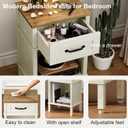 White Farmhouse Nightstand with Drawer, Small Wooden Bedside Table, White End Table, Bedroom Side Table with Storage, Rustic Wood Night Stand LET512WR