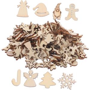 Blulu 90 Pcs Wooden Ornaments Bulk Winter Tag Labels Rustic Xmas Craft Christmas Decoration