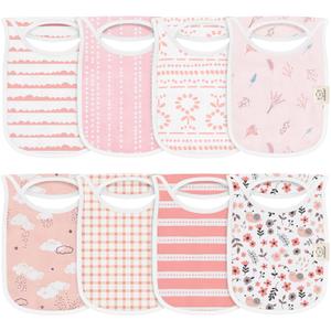 KeaBabies 8-Pack Bibs for Baby Girl, Boy - Pullover Large Baby Bibs for Drooling and Teething Infant, Newborn,Soft & Absorbent Organic Cotton,Long Torso Coverage Keep Toddler Clean & Dry(Sweet Charm)