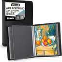 Dunwell 9x12 Art Portfolio Binder, Black Mounting Paper, Portfolio Binder for Artwork, 9 x 12 Art Folder, 24 Pockets Display 48 Pages, Acid-Free Poly Presentation Book